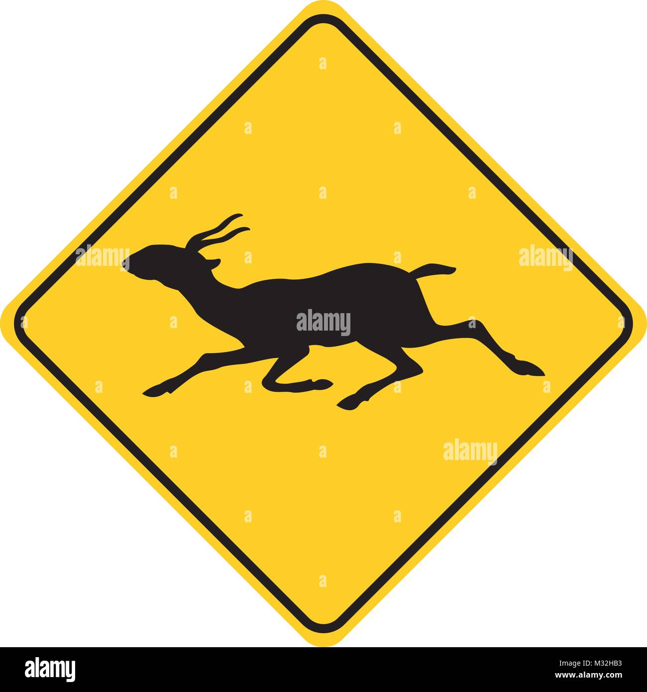 Saiga silhouette traffico animale segno vettore giallo Illustrazione Vettoriale