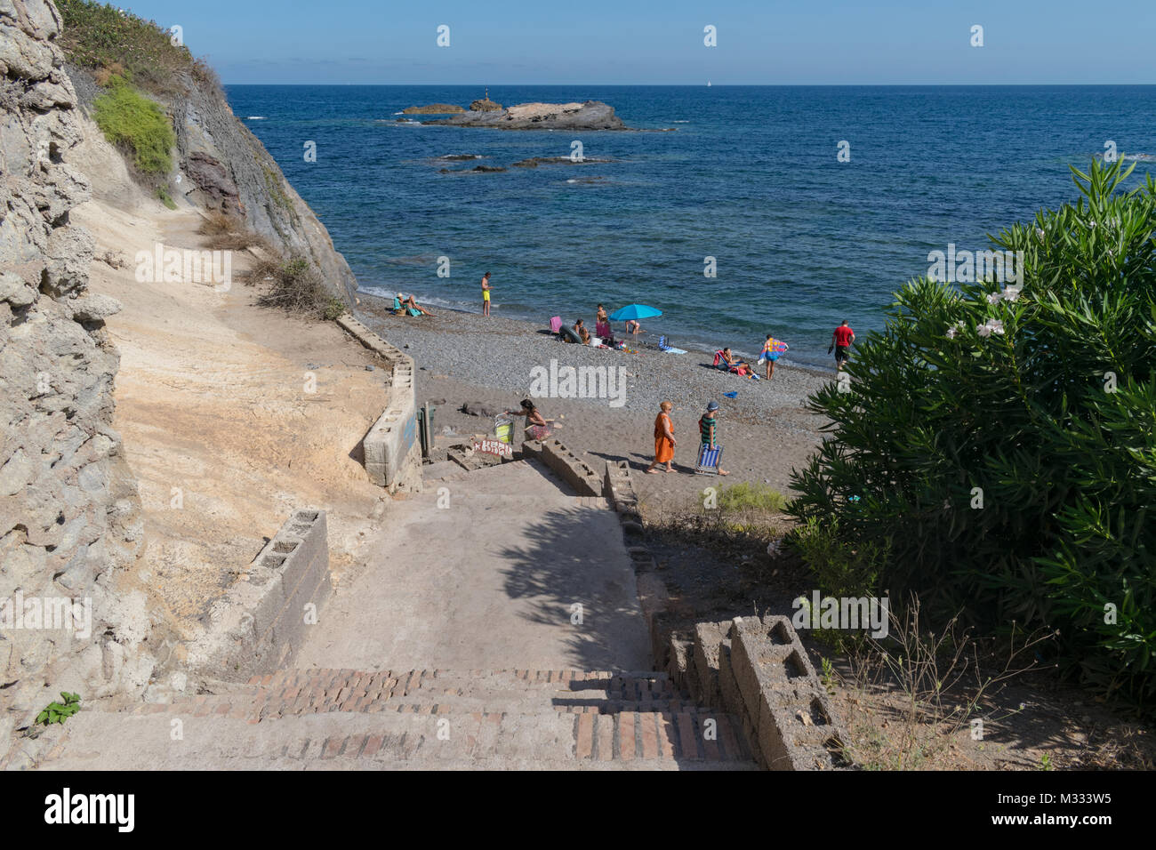 Playa Cala Flores, Calle Adelfas, Capo Palos, Spagna Data di presa 23 Ago 2017 Foto Stock