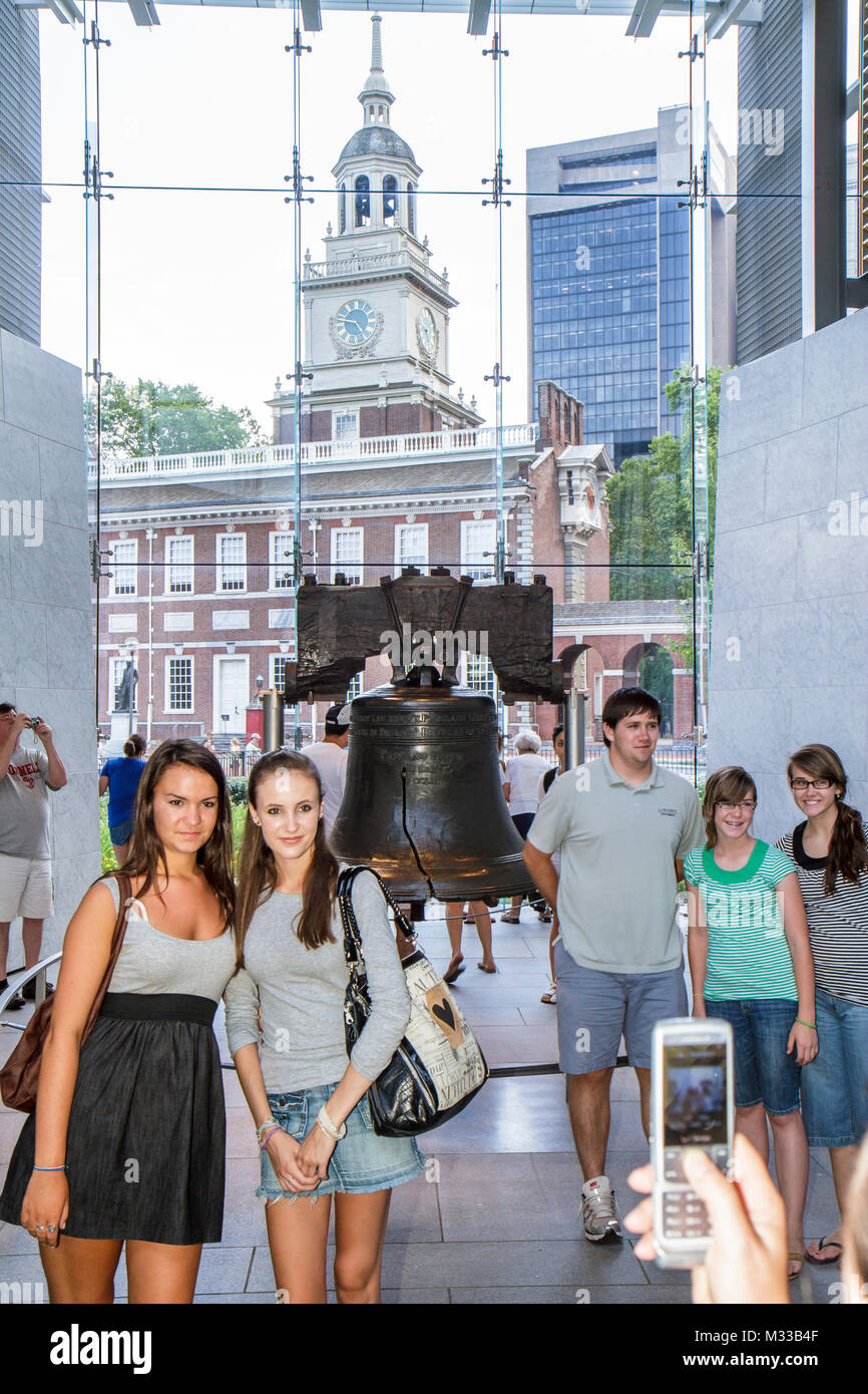 Philadelphia, Pennsylvania, Liberty Bell, Independence Hall, National Historical History Park, storia, governo, American Revolution, Symbol, Freedom, ideali Foto Stock