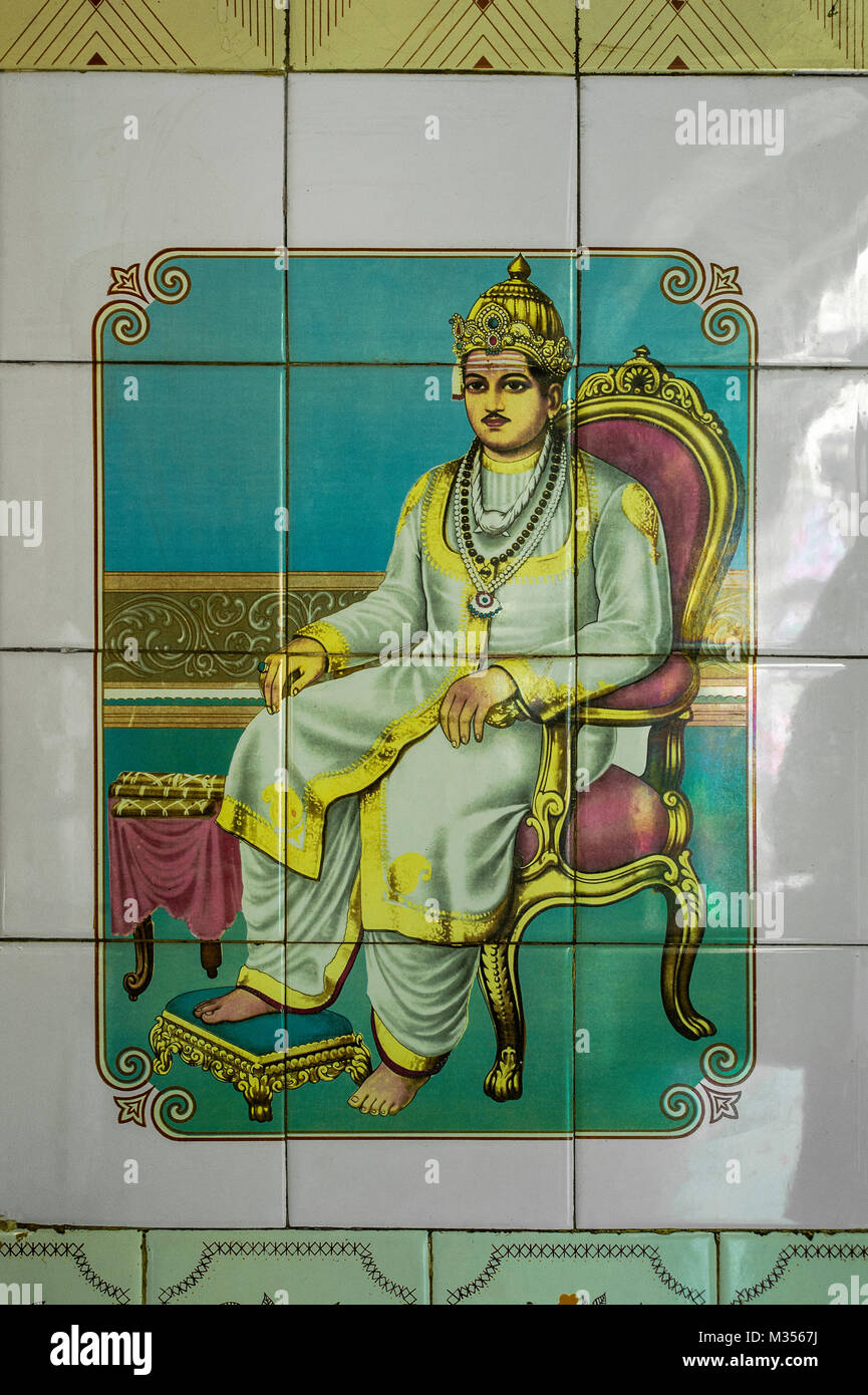 Basavanna pittura su piastrelle ceramiche, belagavi, Karnataka, India, Asia Foto Stock