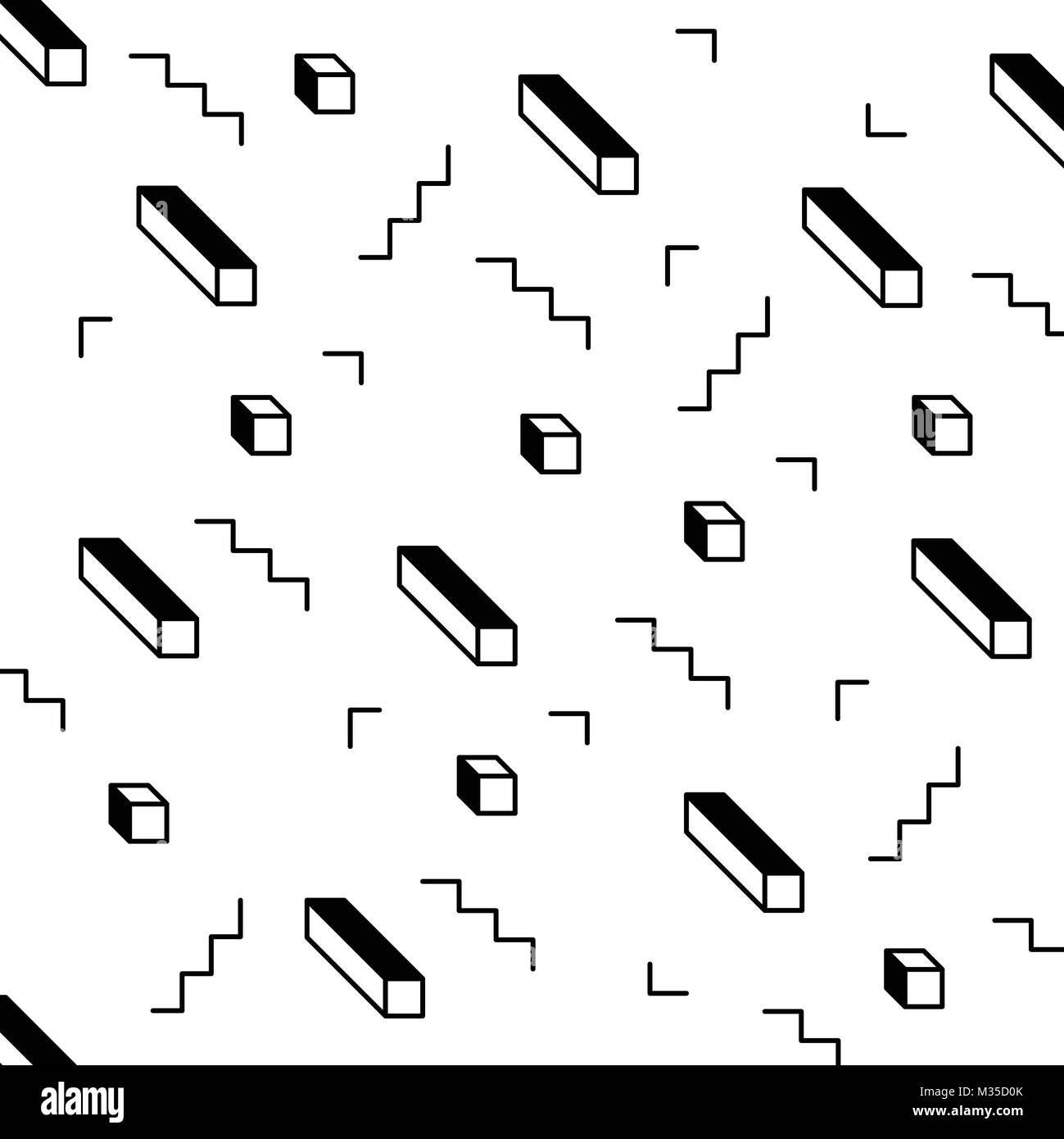 Hipster moderne forme di disegno. Linee e forme cubiche. Illustrazione Vettoriale. Illustrazione Vettoriale