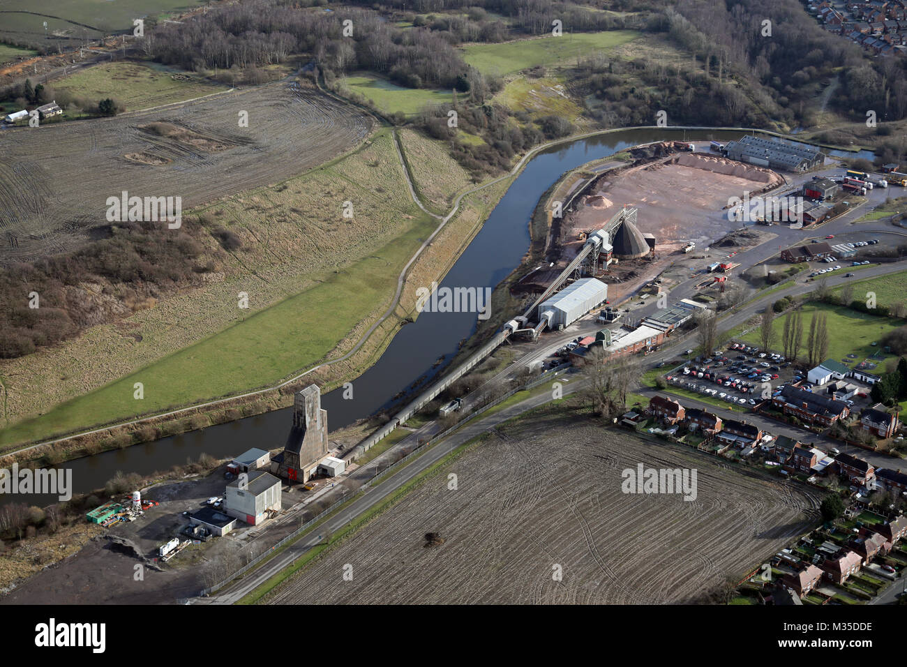 Vista aerea della bussola sito di minerali a Southport, Cheshire, Regno Unito Foto Stock