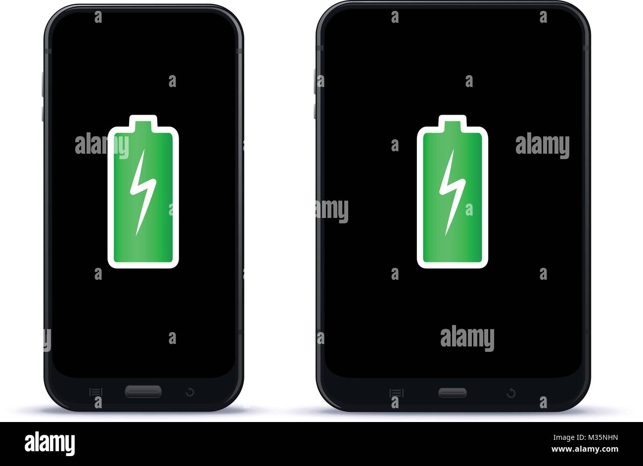 Telefono cellulare e computer Tablet con batteria piena illustrazione vettoriale Illustrazione Vettoriale