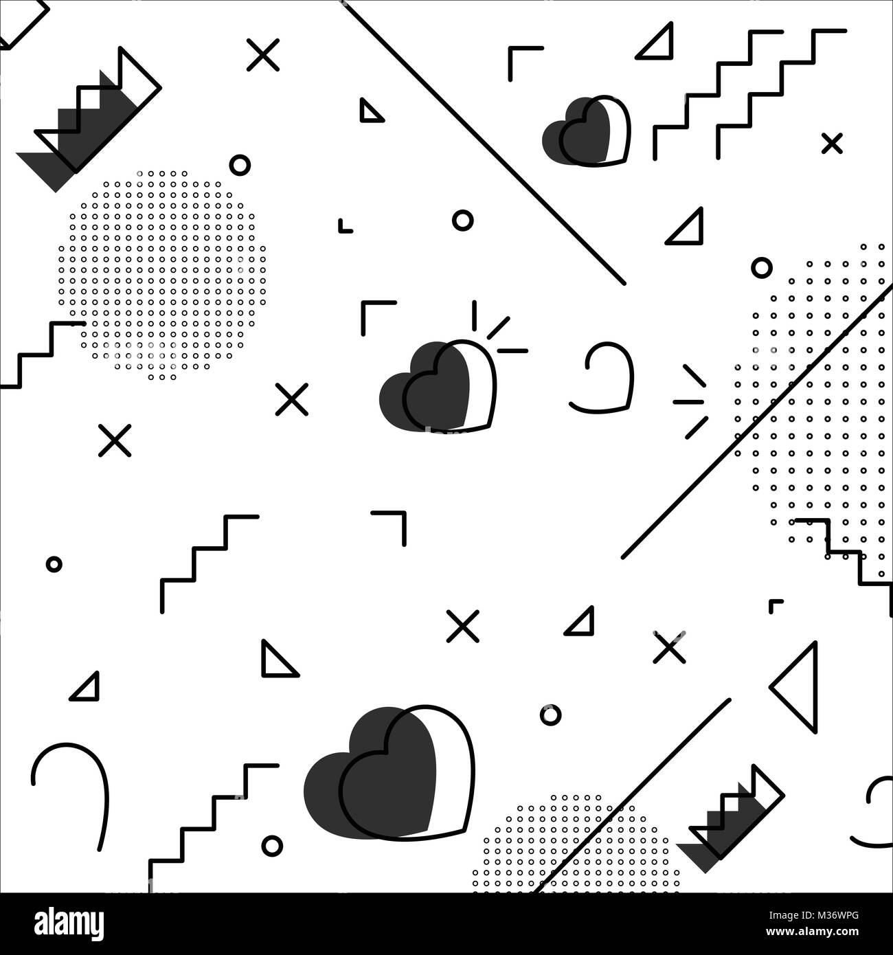 Modello di amore. Cuore il giorno di San Valentino. Illustrazione Vettoriale. Illustrazione Vettoriale