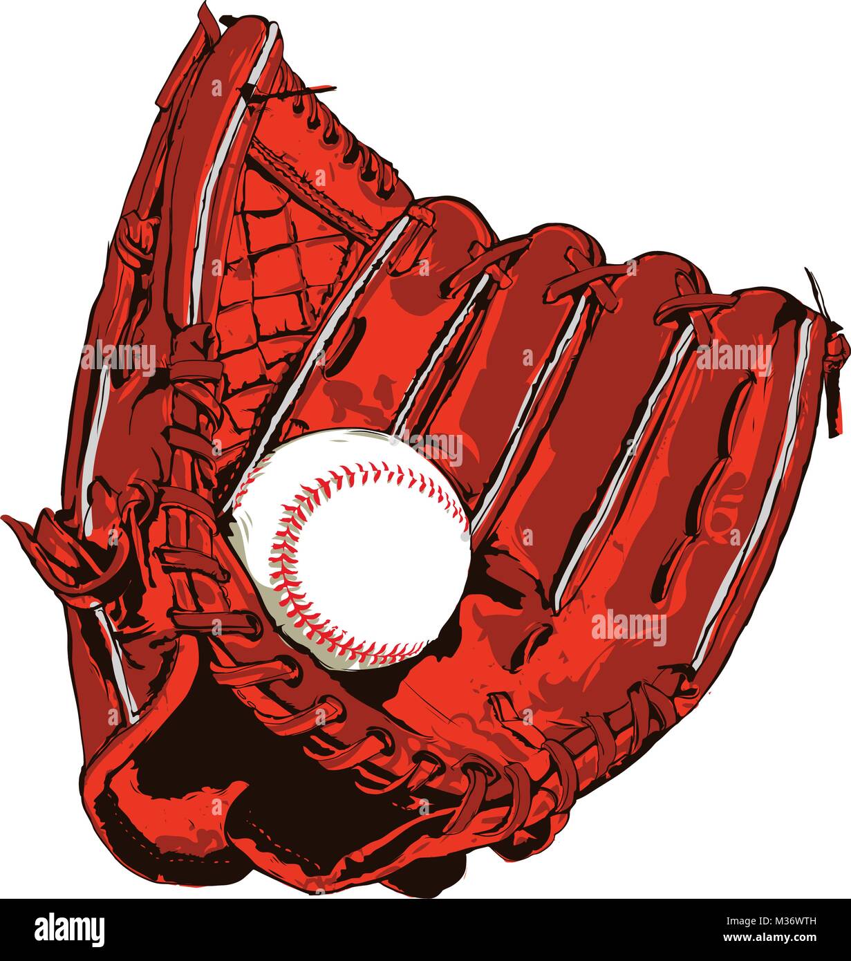 Marrone guanto da baseball e sfera Illustrazione Vettoriale