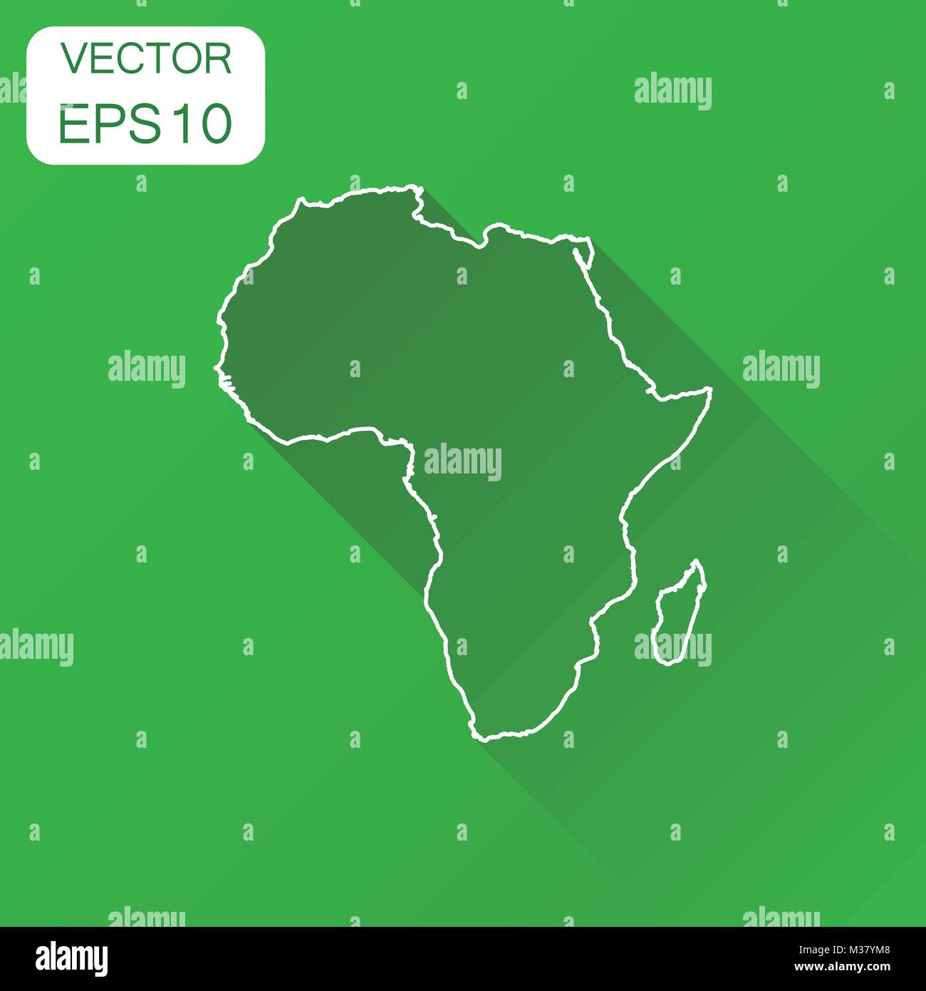 Africa mappa lineare icona. Cartografia di Business concetto delineare Africa pittogramma. Illustrazione Vettoriale su sfondo verde con lunga ombra. Illustrazione Vettoriale