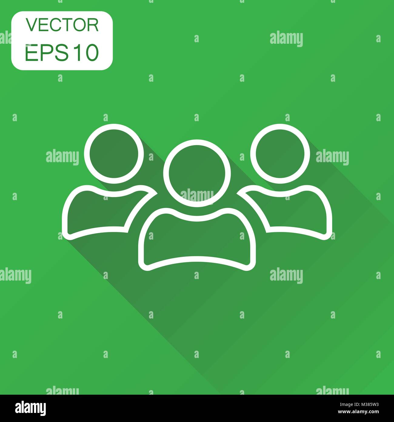 Gruppo di persone icona. Il concetto di Business persone in stile di linea pittogramma. Illustrazione Vettoriale su sfondo verde con lunga ombra. Illustrazione Vettoriale