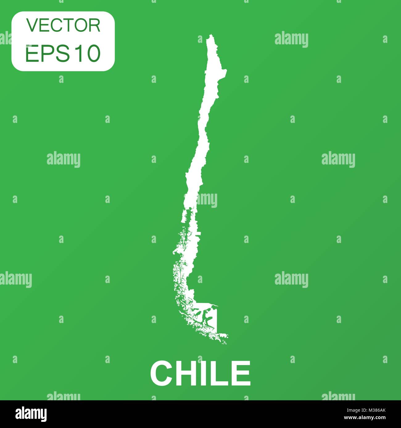 Il Cile icona della mappa. Il concetto di Business Cile pittogramma. Illustrazione Vettoriale su sfondo verde. Illustrazione Vettoriale