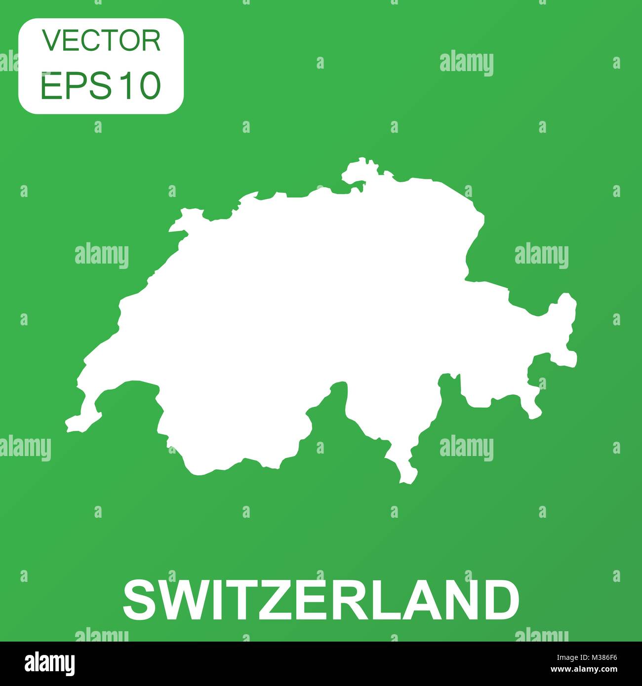 Cartina della Svizzera e la relativa icona. Il concetto di Business Svizzera pittogramma. Illustrazione Vettoriale su sfondo verde. Illustrazione Vettoriale
