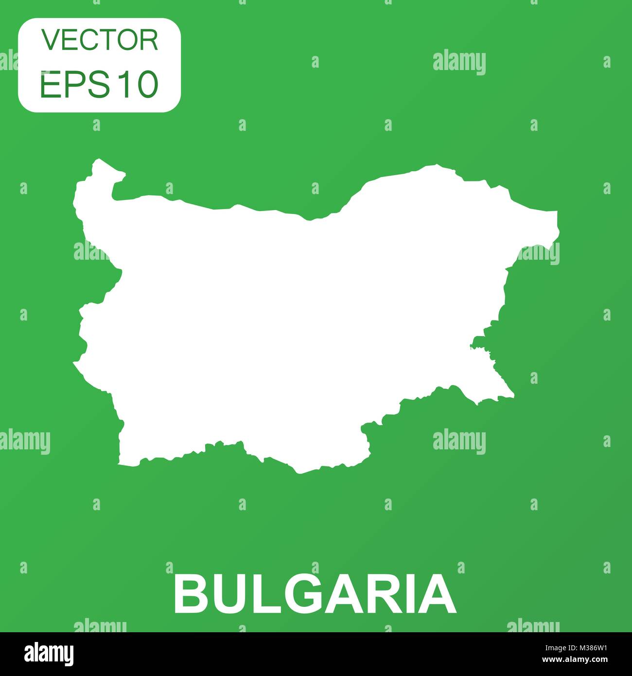 La Bulgaria icona della mappa. Il concetto di Business Bulgaria pittogramma. Illustrazione Vettoriale su sfondo verde. Illustrazione Vettoriale