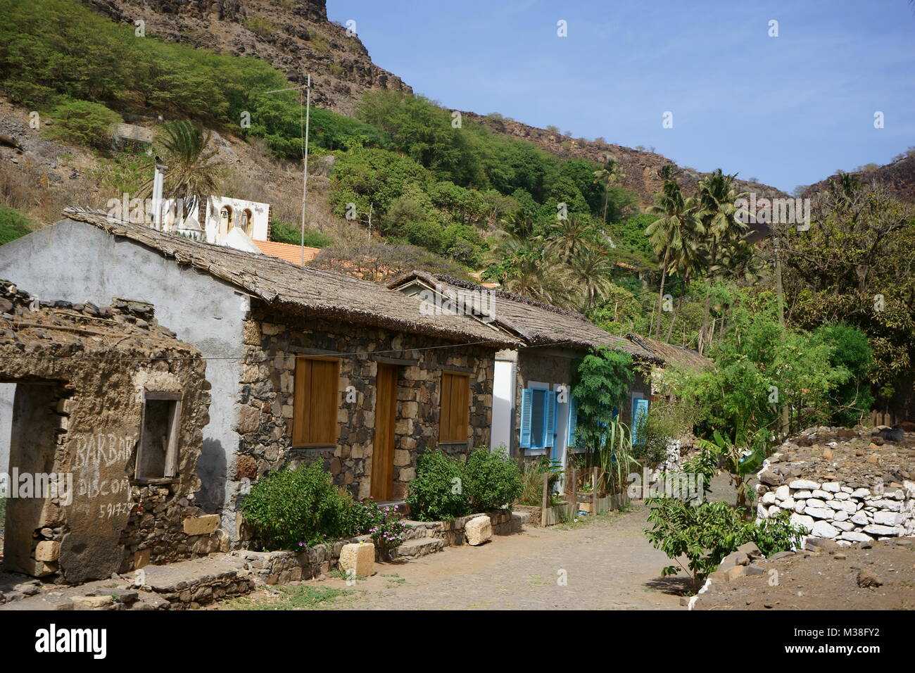 Rue Banana, Cidade Velha, isola di Santiago, Capo Verde Foto Stock