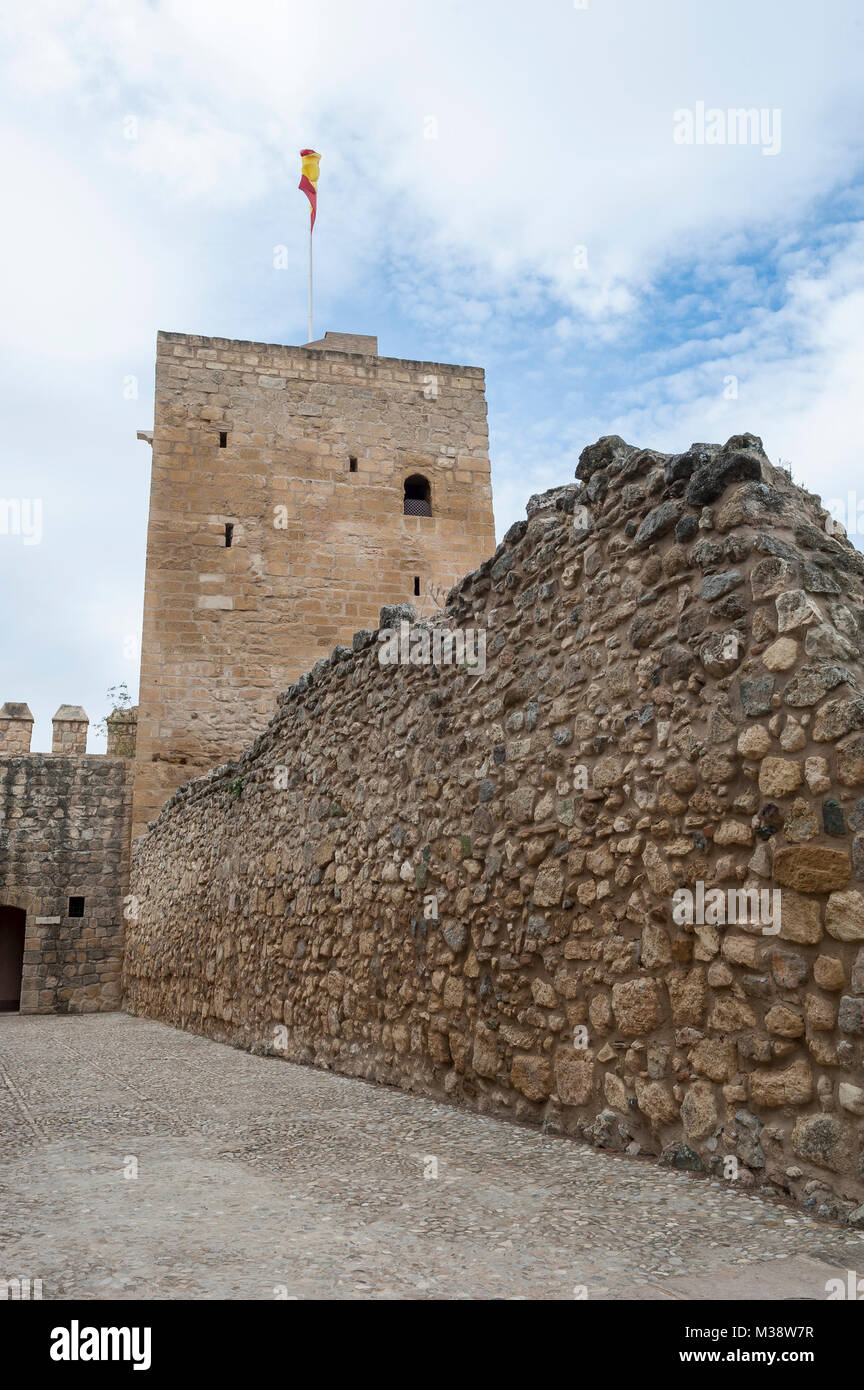 Torre del Homenaje, Antequera il castello (Alcazaba), provincia di Malaga, Andalusia, Spagna, Europa Foto Stock