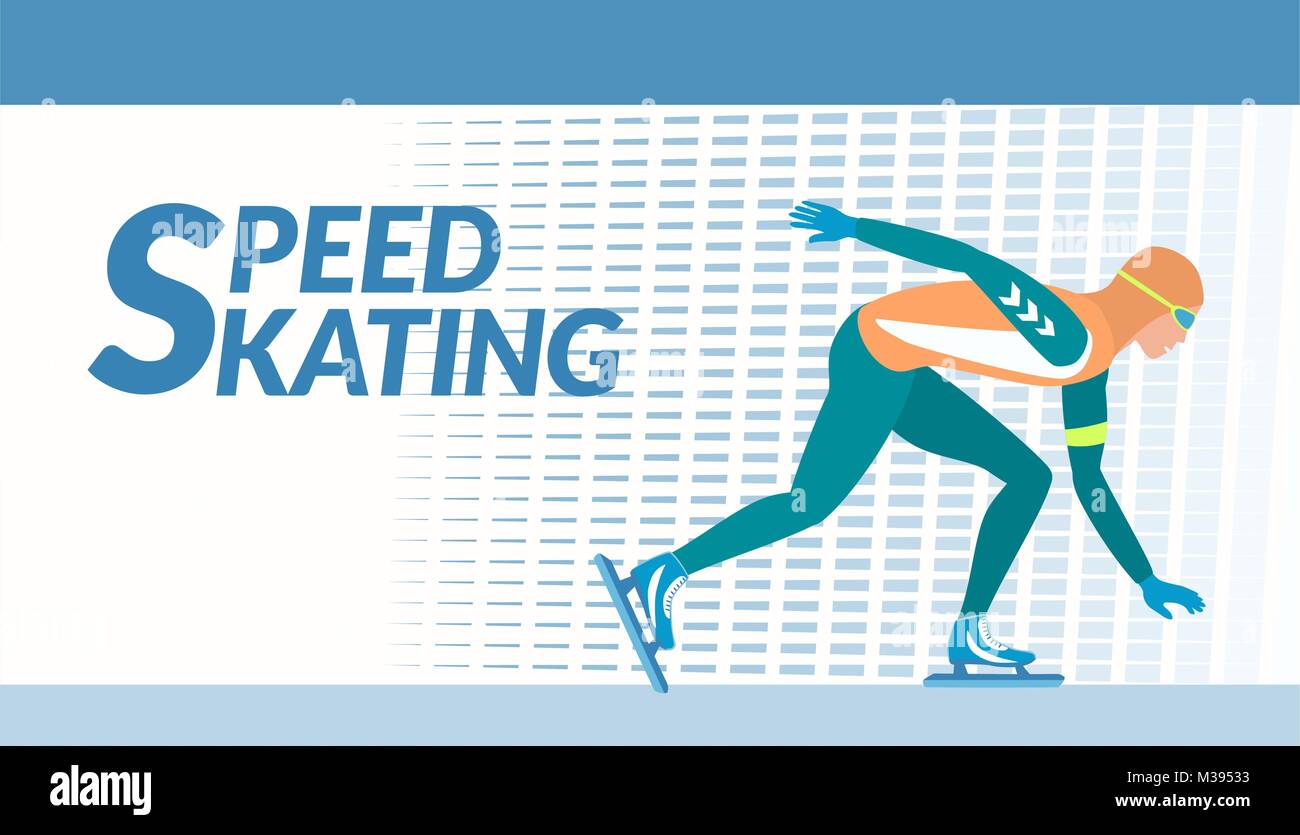Sport invernali - pattinaggio di velocità. Illustrazione Vettoriale