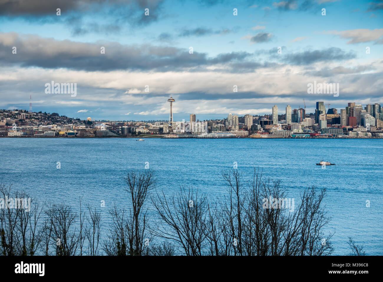 Una vista della skyline di Seattle. Foto Stock