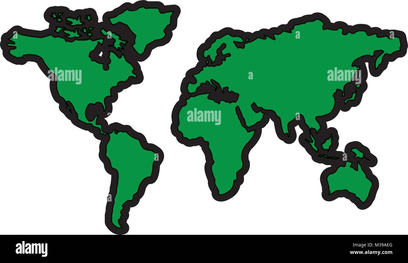 Mappa del mondo con i paesi continente Illustrazione Vettoriale