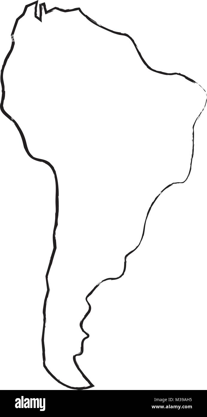 Silhouette sud america map Illustrazione Vettoriale
