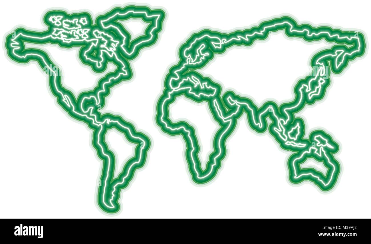 Mappa del mondo con i paesi continente Illustrazione Vettoriale