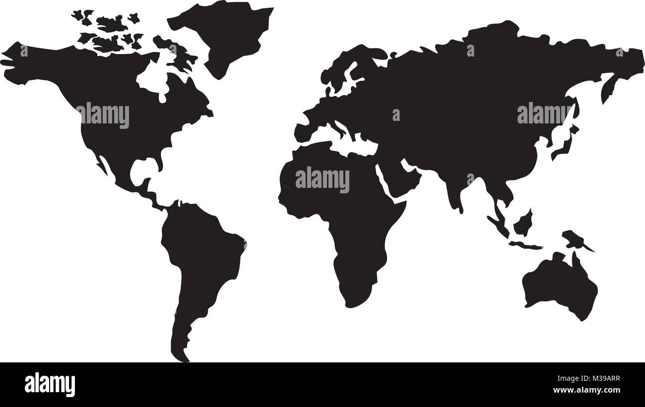 Mappa del mondo con i paesi continente Illustrazione Vettoriale