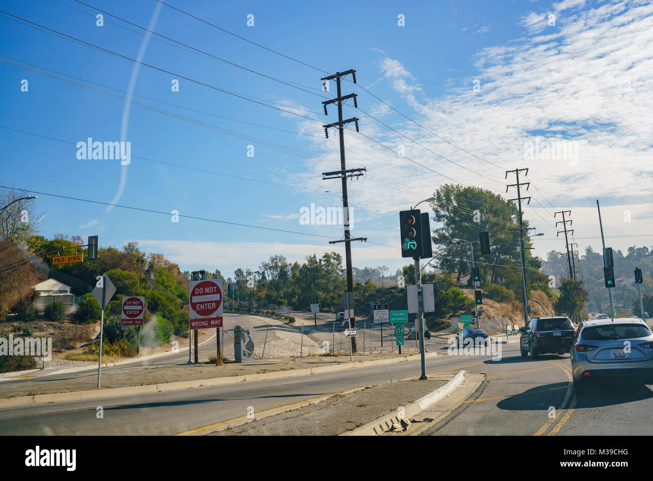 Los Angeles, DIC 31: grande segno di non entrare in modo errato sul dicembre 31, 2017 a Los Angeles in California Foto Stock