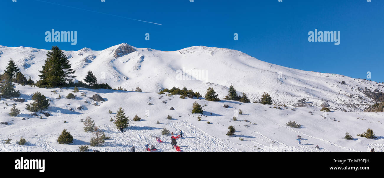 La Ziria ski resort panorama in Greeece. Foto Stock
