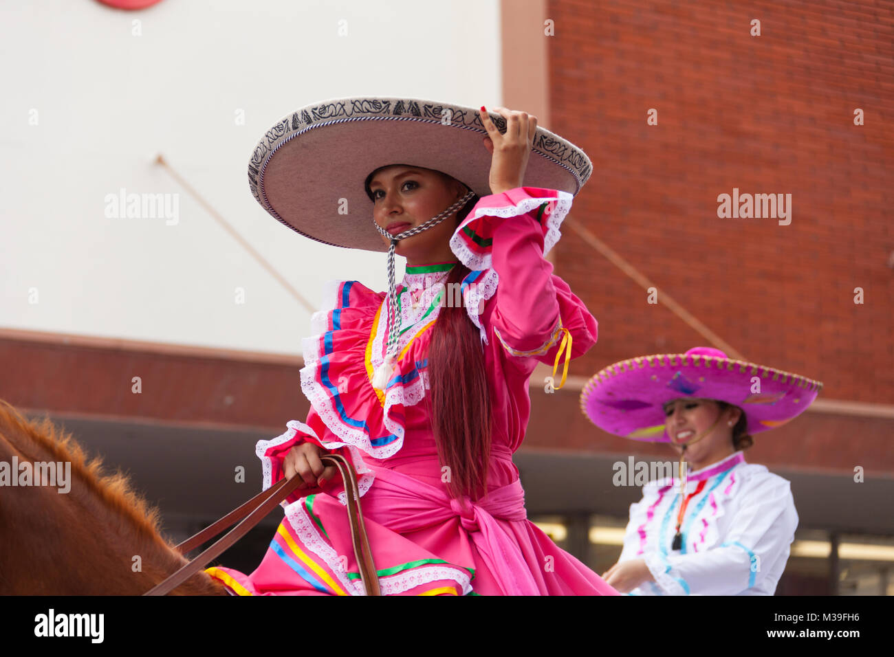Brownsville, Texas, Stati Uniti d'America - 25 febbraio 2017, Grand Parade internazionale è parte del Charro giorni Fiesta - Fiestas Mexicanas, un bi-festival nazionale Foto Stock