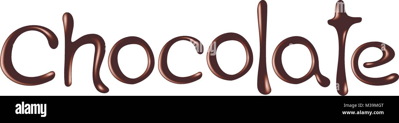 Parola di cioccolato Cioccolato su sfondo bianco, realistici illustrazione vettoriale Illustrazione Vettoriale