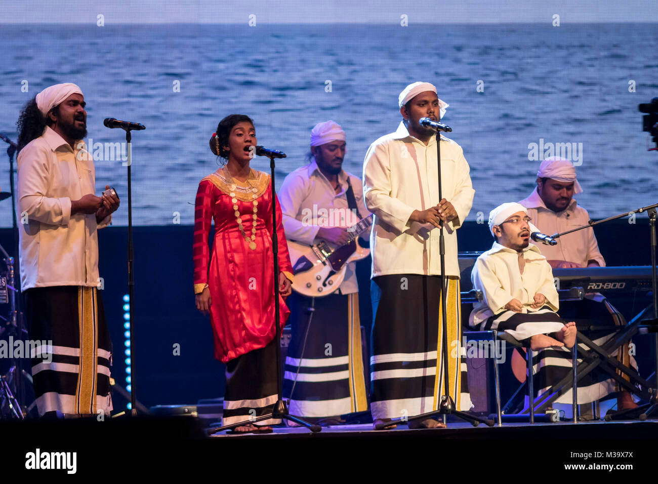 Bühnenprogramm des Partnerlandes Malediven bei der Eröffnungsfeier zur ITB Berlino 2016 im CityCube Messedamm 26, 14055 Berlin Foto Stock