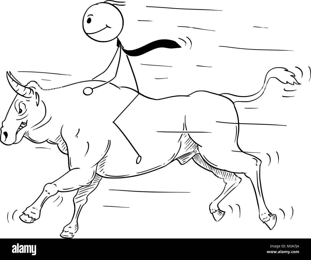 Cartoon di imprenditore a cavallo di un Mercato Bull Illustrazione Vettoriale