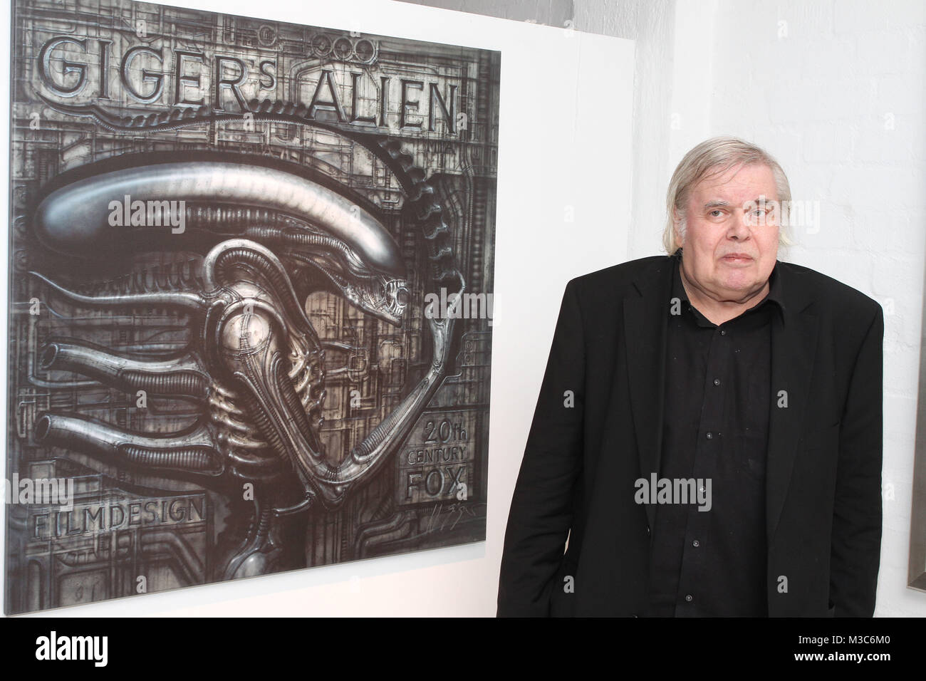 HR Giger (Designer der Monster von alieni, specie u.v.a) , Retrospektive ad Amburgo, Fabrik der Kuenste, 19.01.2012 Foto Stock