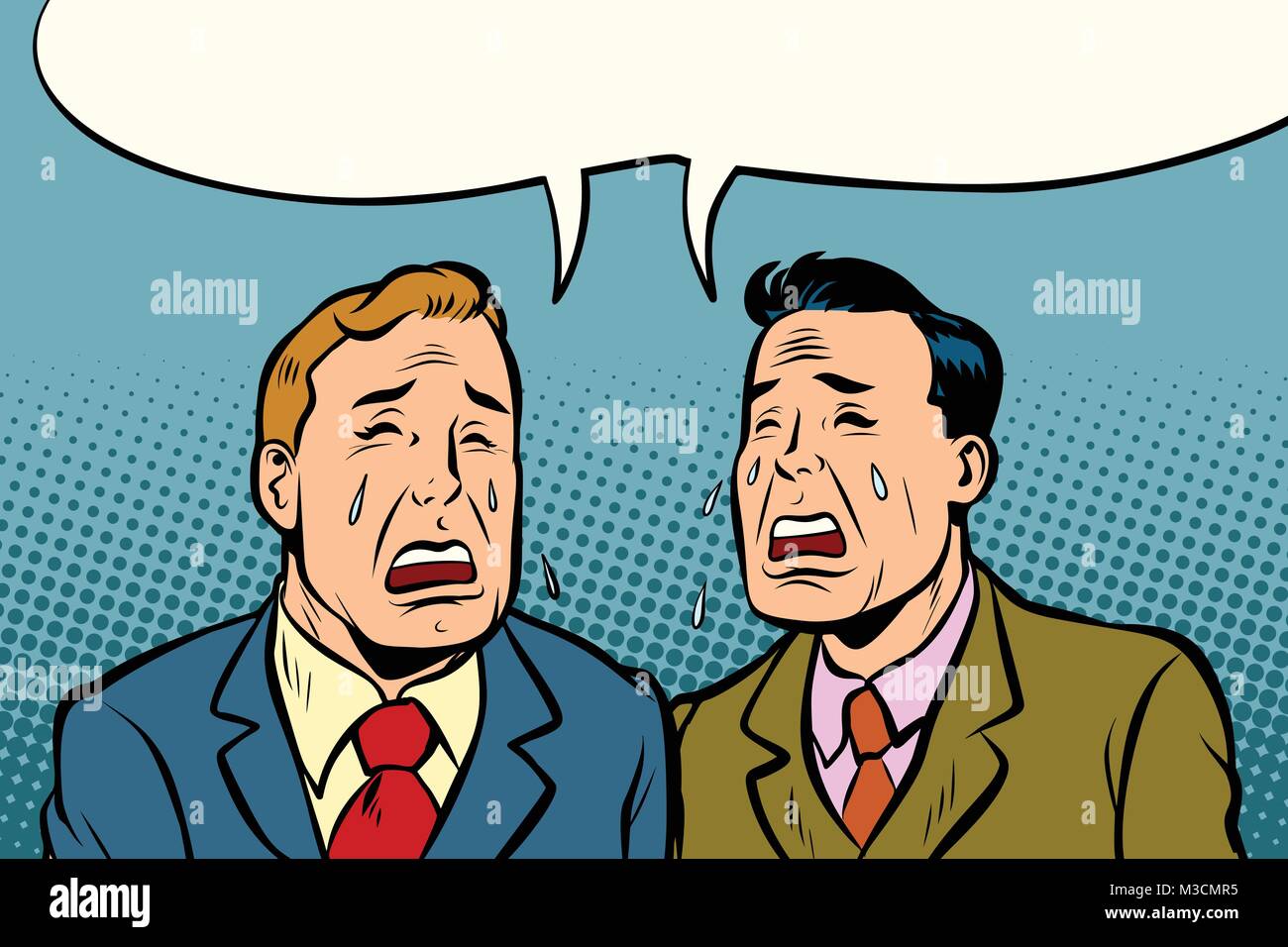 Due uomini amici piangere. Fumetto cartoon pop art illustrazione retro vintage kitsch vettore Illustrazione Vettoriale