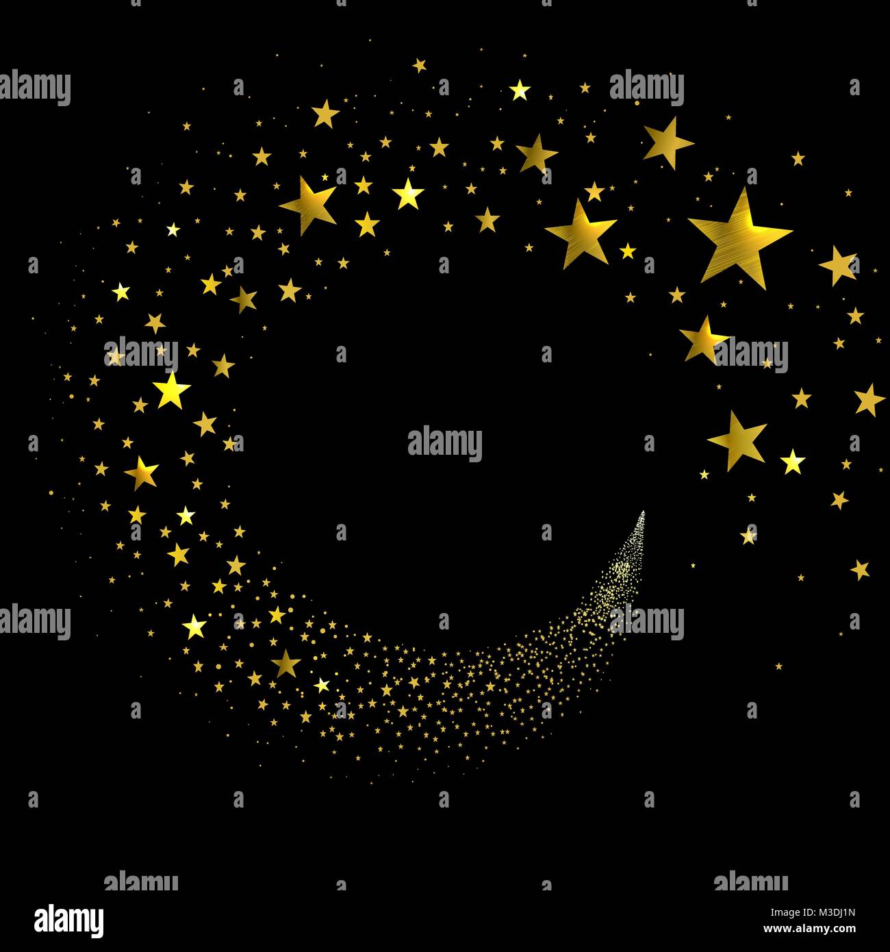 Banner dal flusso di stelle su uno sfondo nero Illustrazione Vettoriale