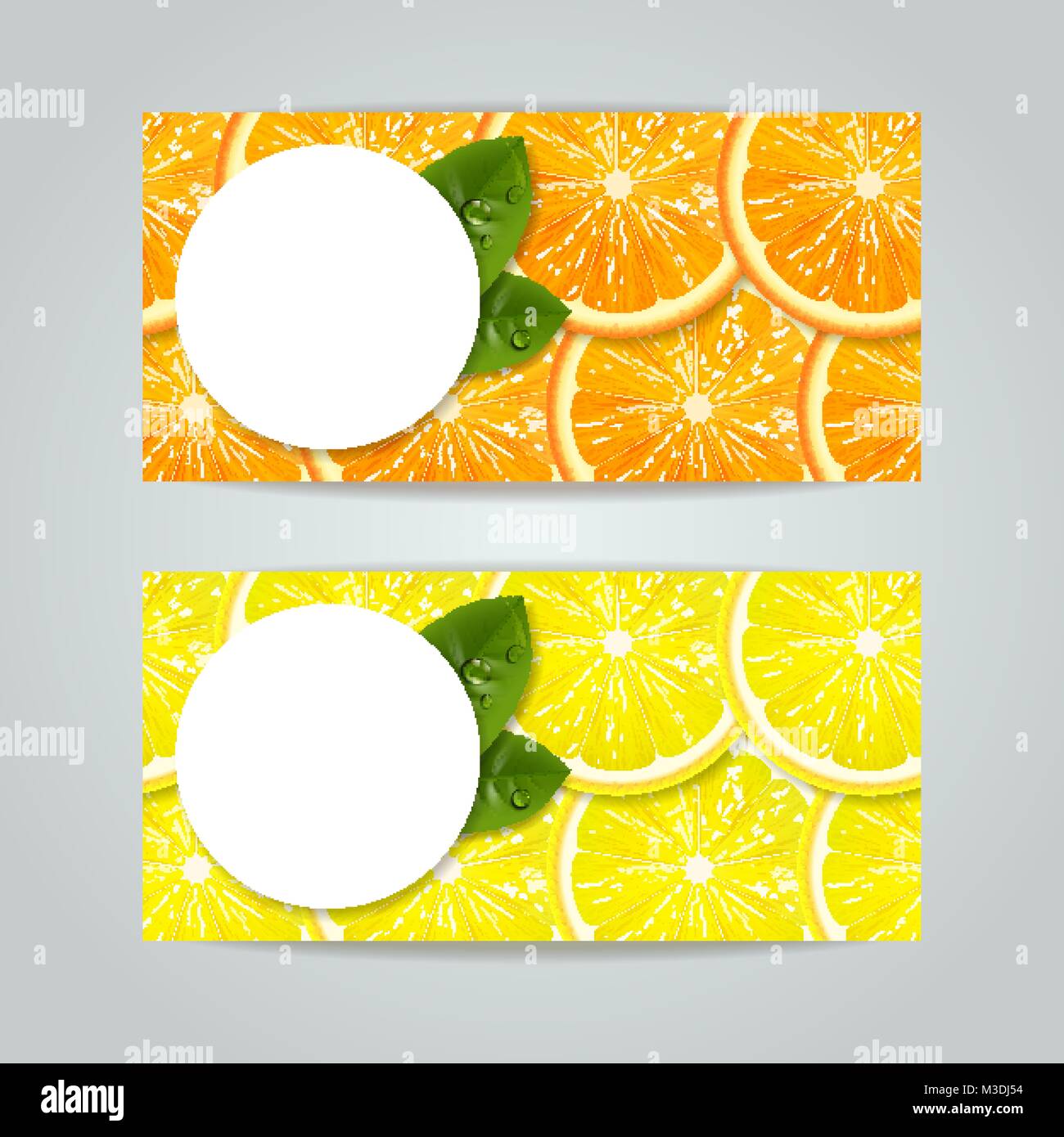 Set di banner con arancio, limone Illustrazione Vettoriale