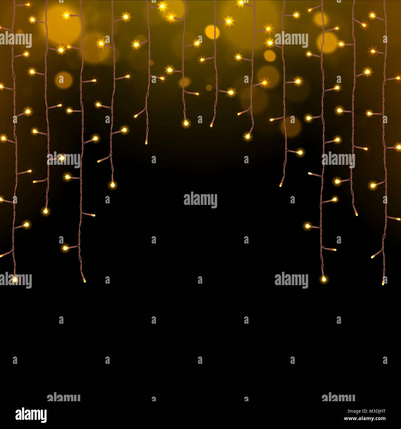 Incandescente le luci di Natale la ghirlanda su sfondo scuro Illustrazione Vettoriale