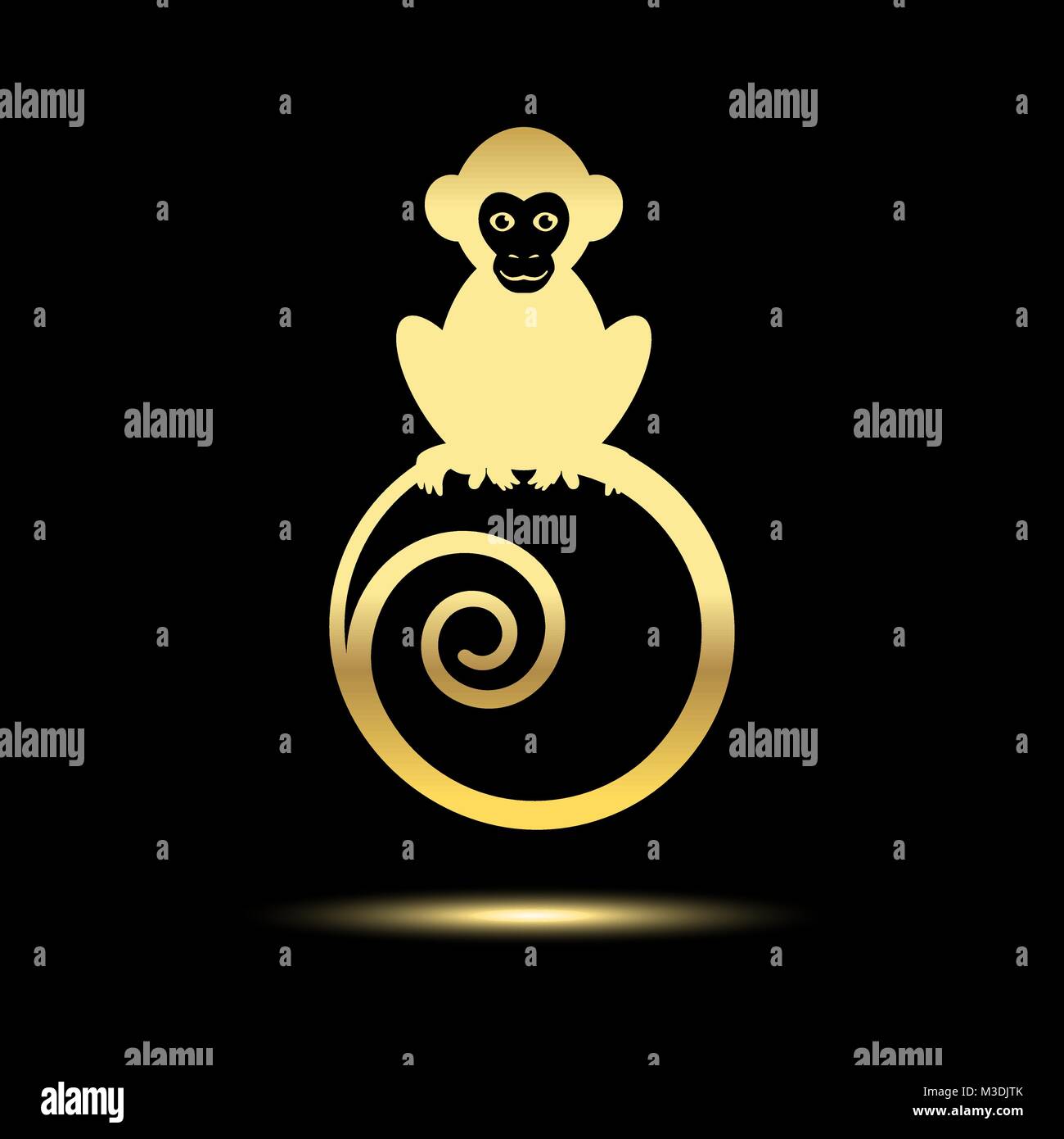 Monkey logo su sfondo nero Illustrazione Vettoriale