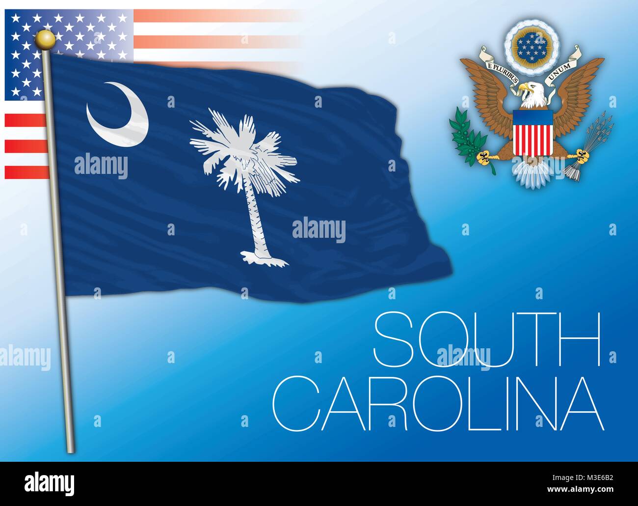 Carolina del Sud dello stato federale a bandiera, Stati Uniti Illustrazione Vettoriale
