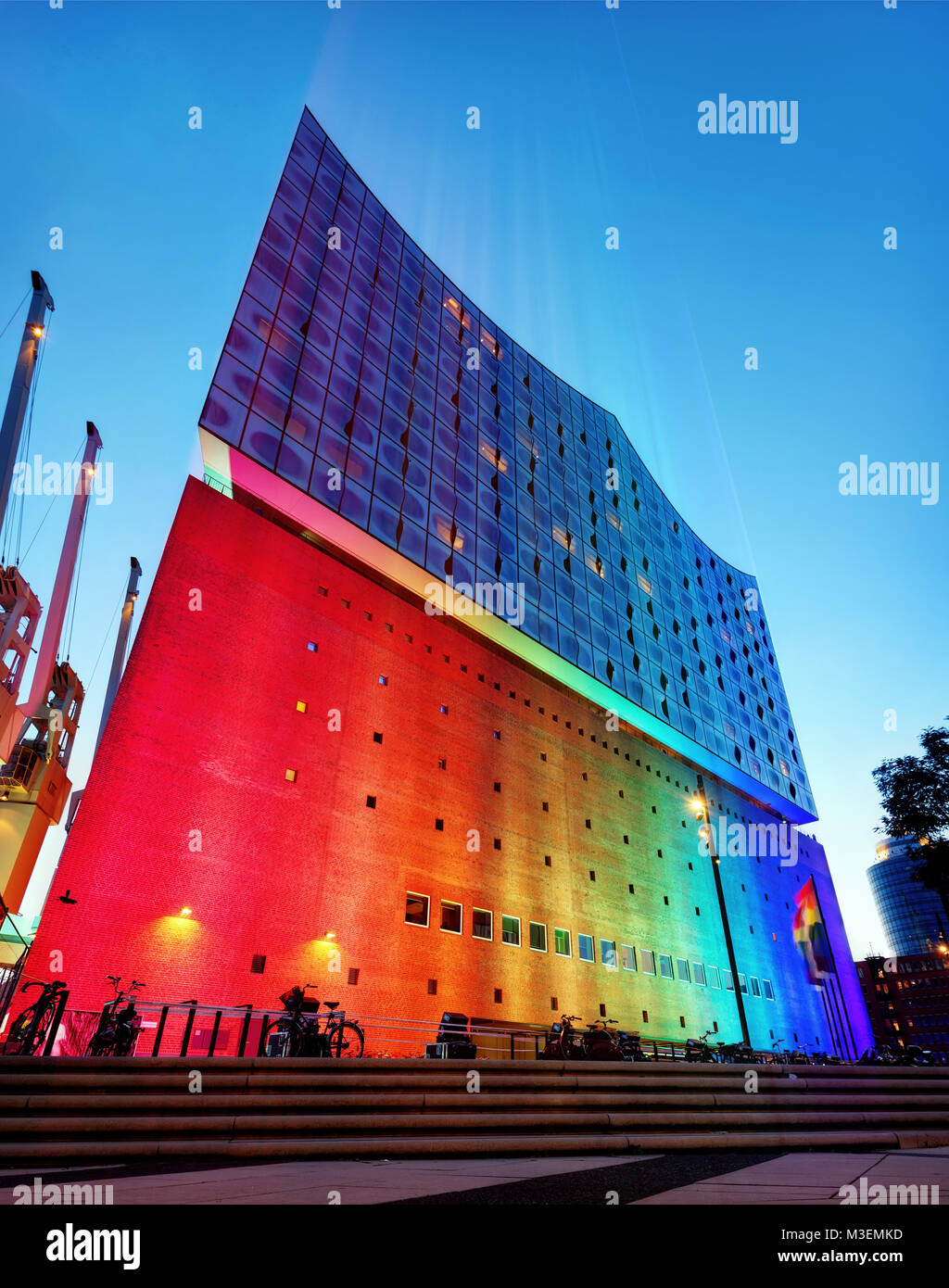 Tramonto Elbphilharmoni Amburgo Germania prese nel 2015 Foto Stock