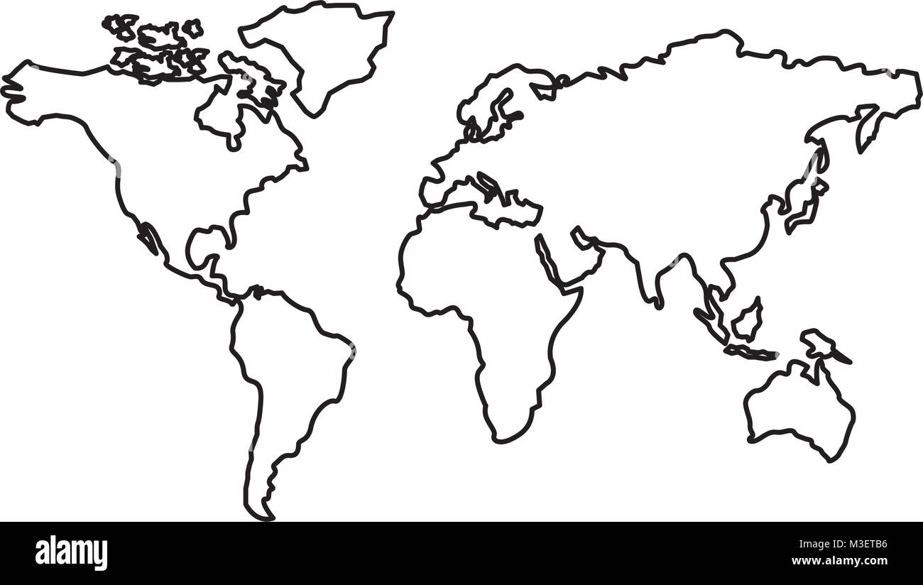 Mappa del mondo con i paesi continente Illustrazione Vettoriale