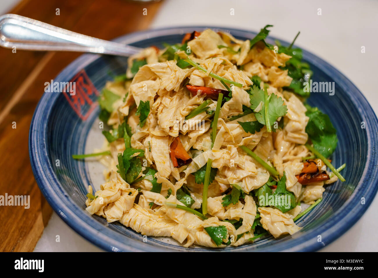 Deliziosa piccante tofu foglio, abbiamo mangiato a Los Angeles Foto Stock