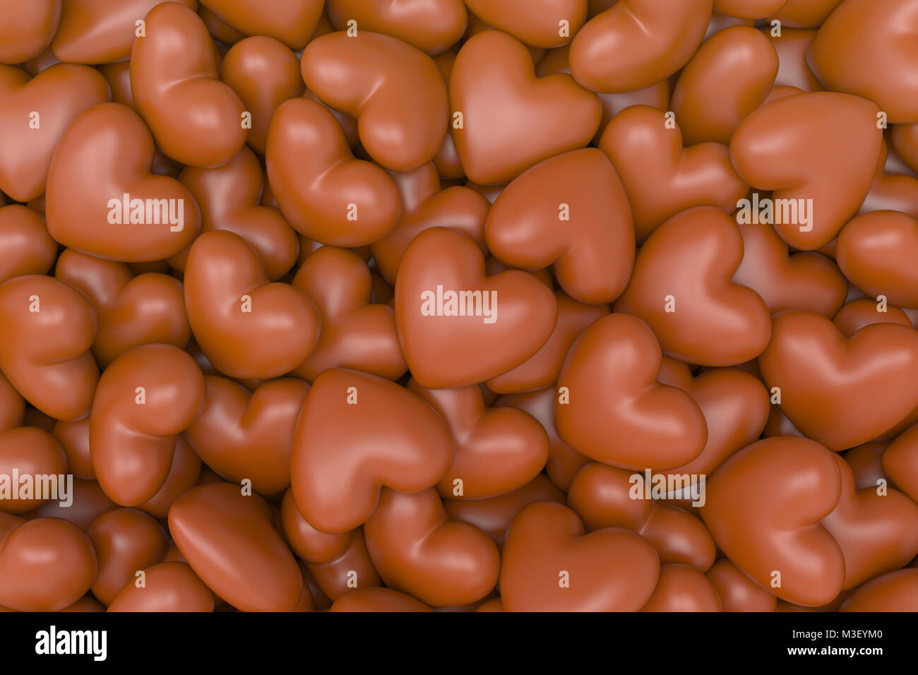 Modello 3D cuore di cioccolato sullo sfondo Foto Stock