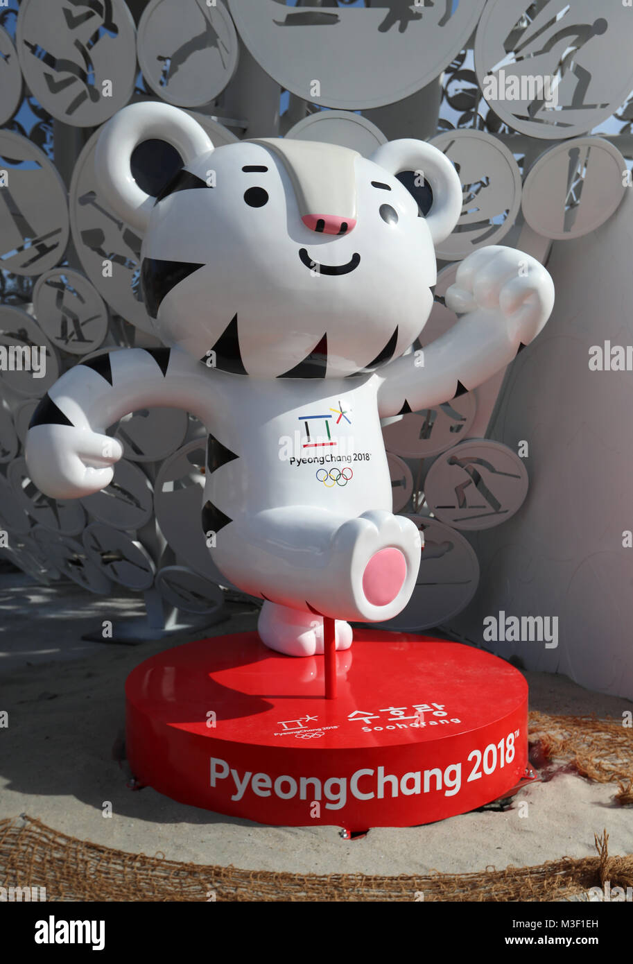 Illustrazione nel Parco Alpensia durante il giorno due di PyeongChang 2018 Giochi Olimpici Invernali in Corea del Sud. Stampa foto di associazione. Picture Data: domenica 11 febbraio, 2018. Vedere PA OLIMPIADI storia di scheletro. Foto di credito dovrebbe leggere: Mike Egerton/filo PA. Restrizioni: solo uso editoriale. Uso non commerciale. Foto Stock