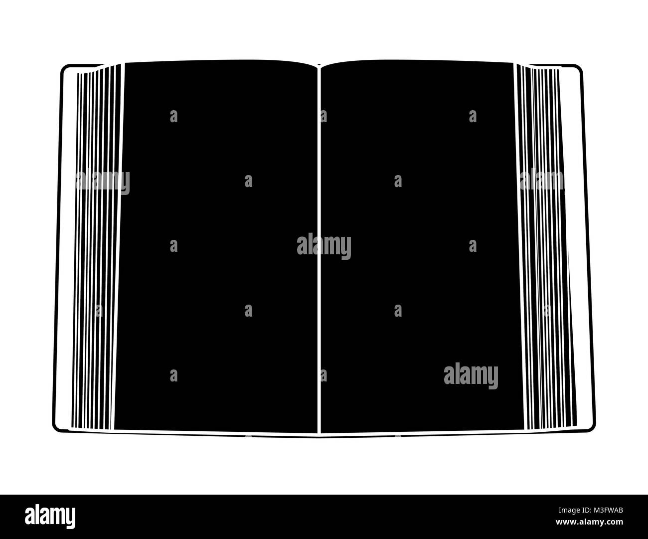 Libro aperto silhouette isolati su sfondo bianco Illustrazione Vettoriale
