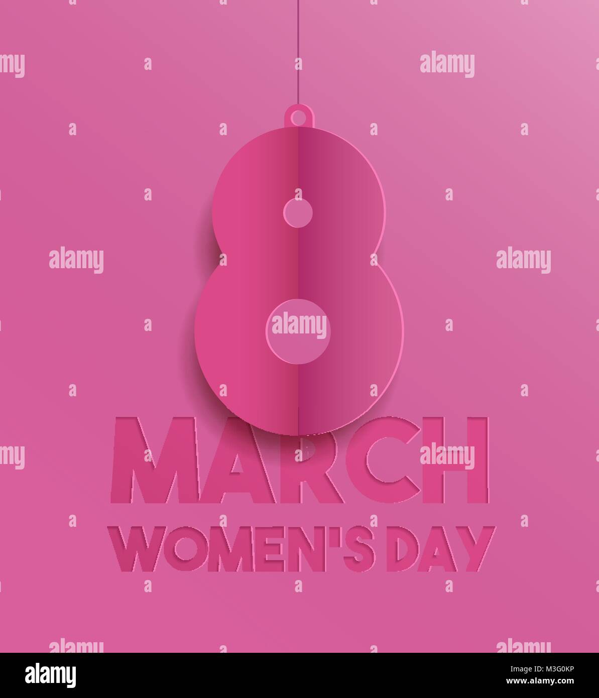 Buon Giorno della donna 2018 stile di esclusione di un biglietto di auguri illustrazione, 8 marzo citazione di testo con carta rosa segno di taglio. EPS10 vettore. Illustrazione Vettoriale