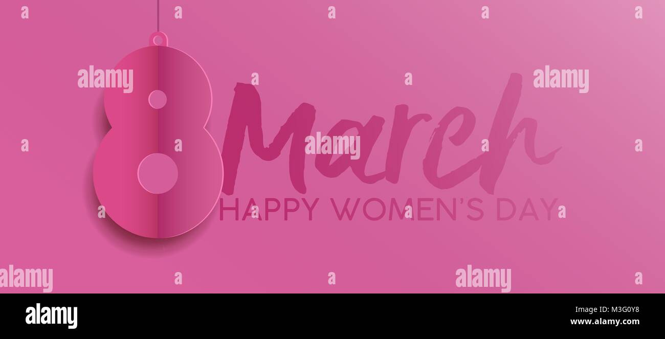 Buon Giorno della donna 2018 stile di esclusione di illustrazione, 8 marzo citazione di testo con carta rosa segno di taglio. Scheda orizzontale formato per banner web o testata. EPS1 Illustrazione Vettoriale