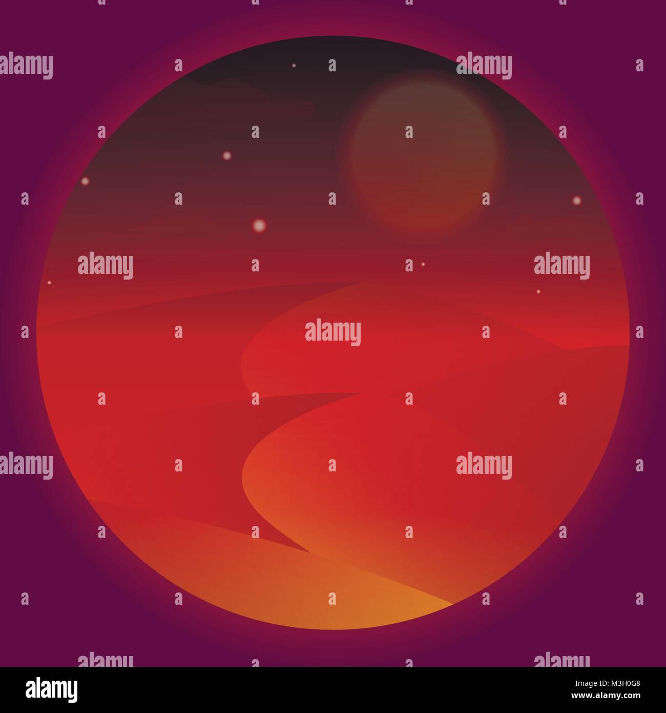 Notte nel deserto. Vettore di notte stellata sul deserto. Paesaggio notturno. Sfondo. Illustrazione vettoriale EPS 10. Illustrazione Vettoriale