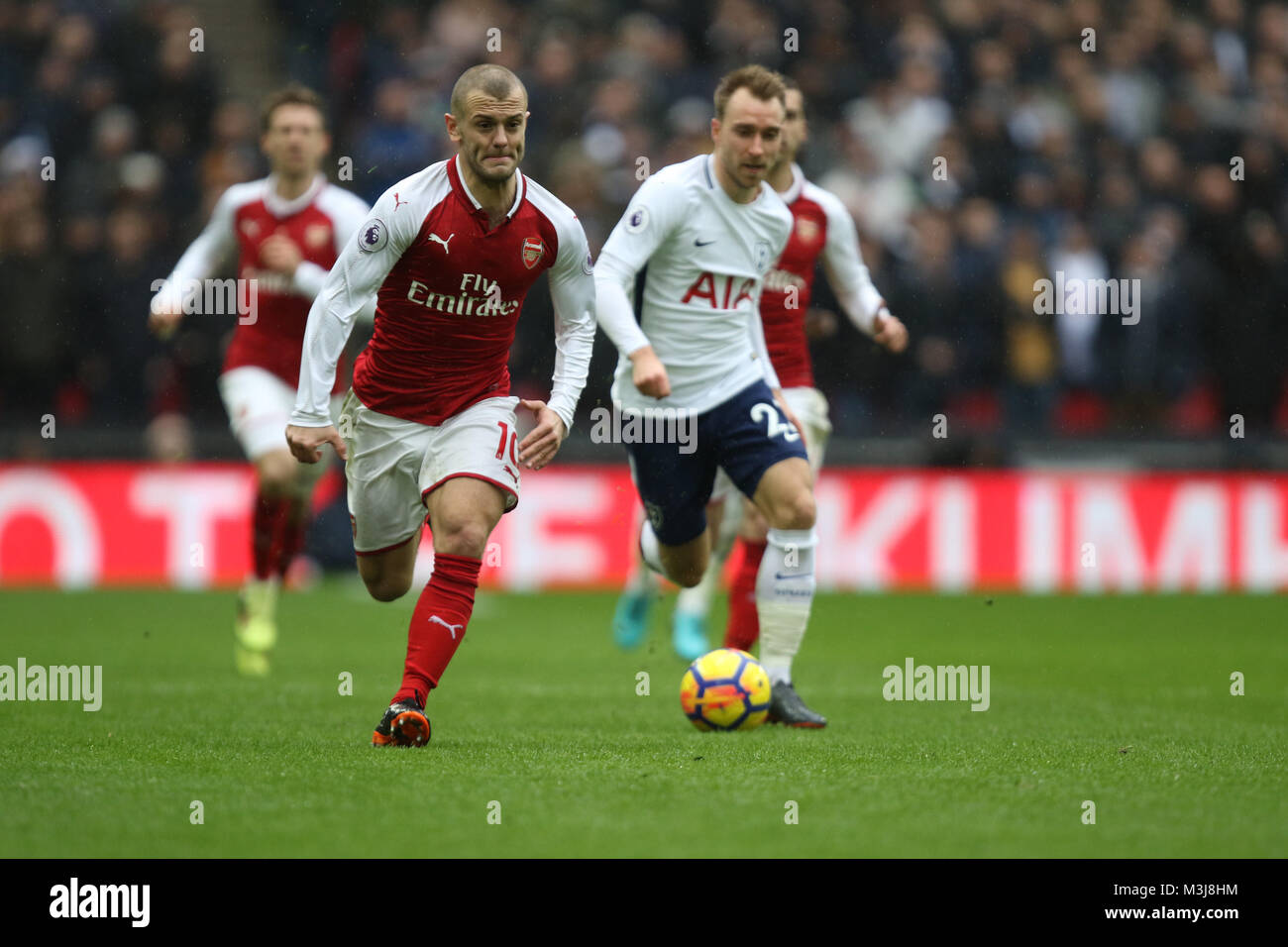 Londra, Regno Unito. Il 10 febbraio, 2018. Jack Wilshere (A) alla Premier League inglese partita di calcio tra Tottenham Hotspur v Arsenal allo Stadio di Wembley, Londra, il 10 febbraio 2018. Credito: Paolo Marriott/Alamy Live News Foto Stock