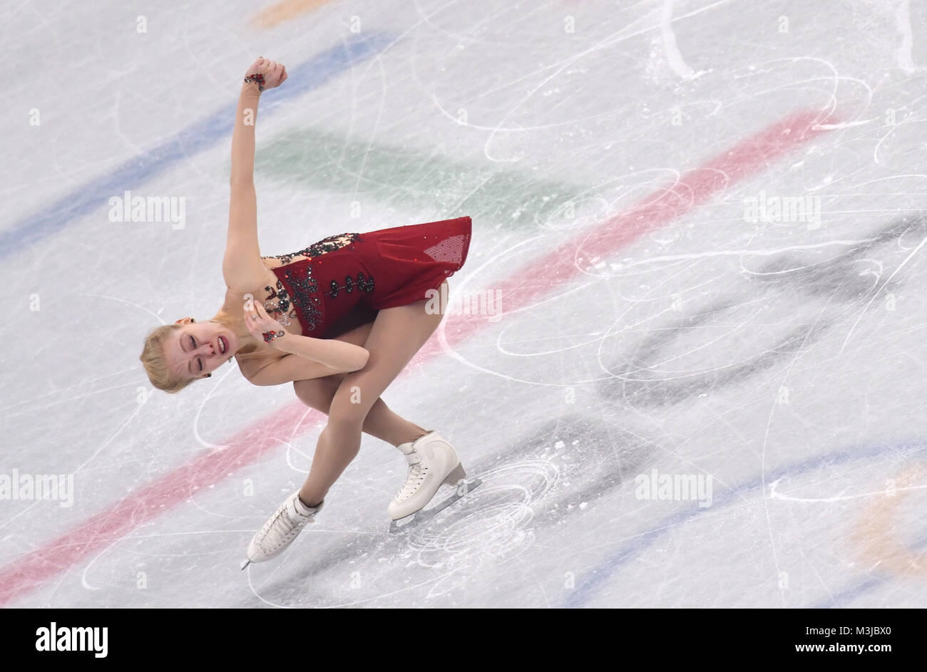 Gangneung, Corea del Sud, 11 febbraio 2018. Bradie Tennell degli USA in azione durante i Giochi Olimpici per donna sola breve programma in Gangneung Ice Arena in Gangneung, Corea del Sud, 11 febbraio 2018. Foto: Peter Kneffel/dpa/Alamy Live News Foto Stock