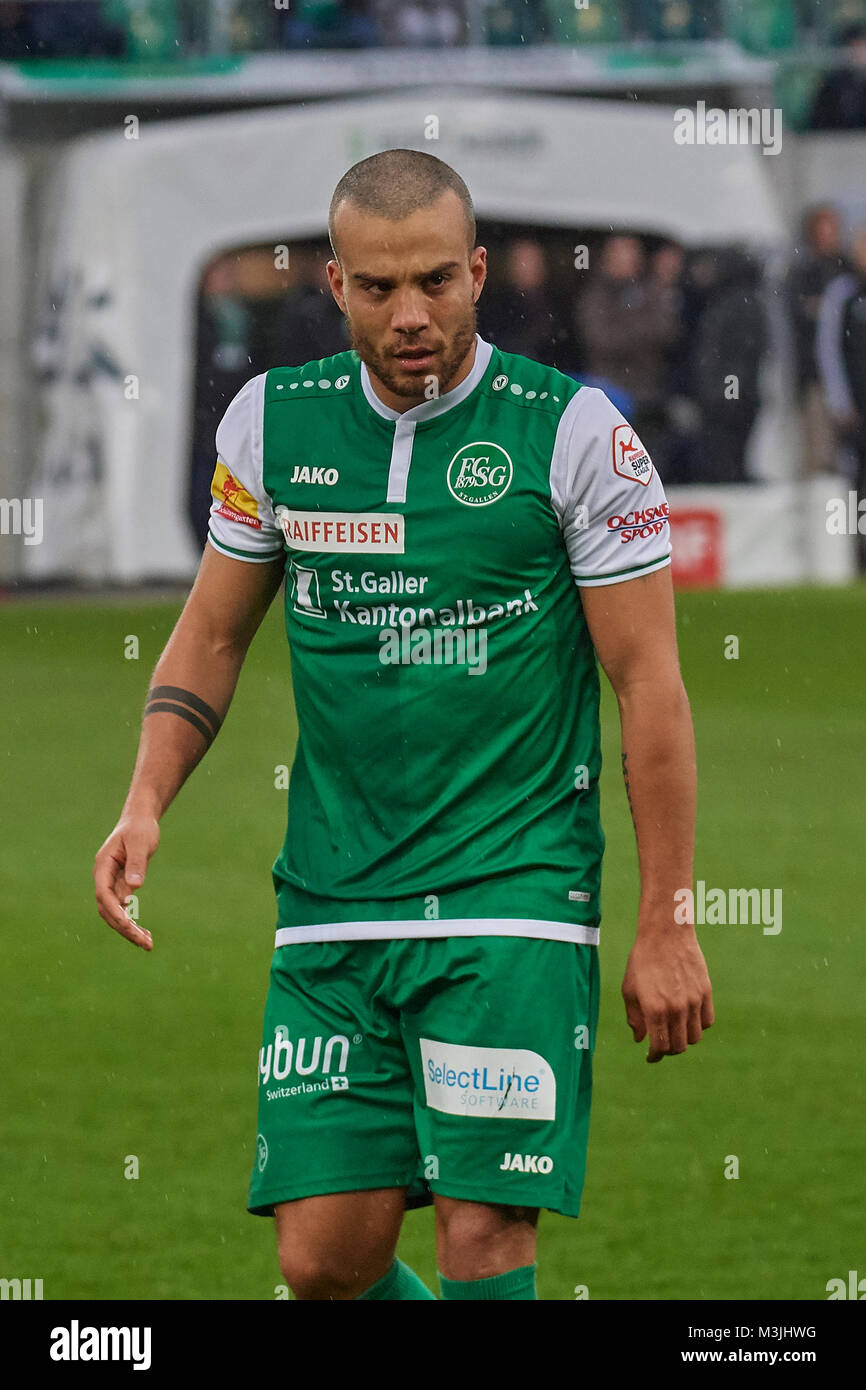 San Gallo, Svizzera. Xi Febbraio 2018. Nicolas Lüchinger durante il Raiffeisen Super League FC SAN GALLO 1879 vs FC Zurigo. Credito: Rolf Simeone/Alamy Live News Foto Stock