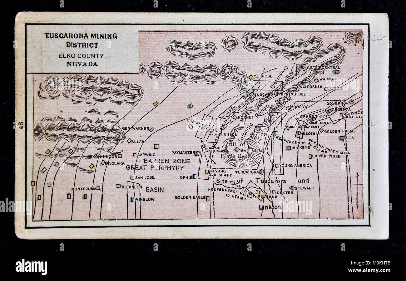 1882 Bradstreet Mappa Atlas - Miniera d'Oro - Tuscarora distretto minerario - Elko County Nevada - Stati Uniti Foto Stock