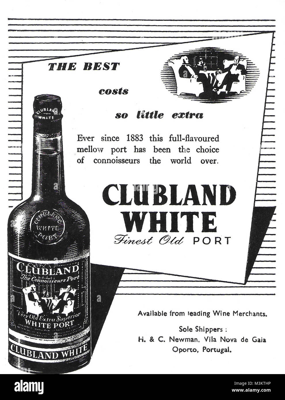 Clubland finest bianco porto vecchio annuncio, pubblicità nel paese di vita magazine UK 1951 Foto Stock