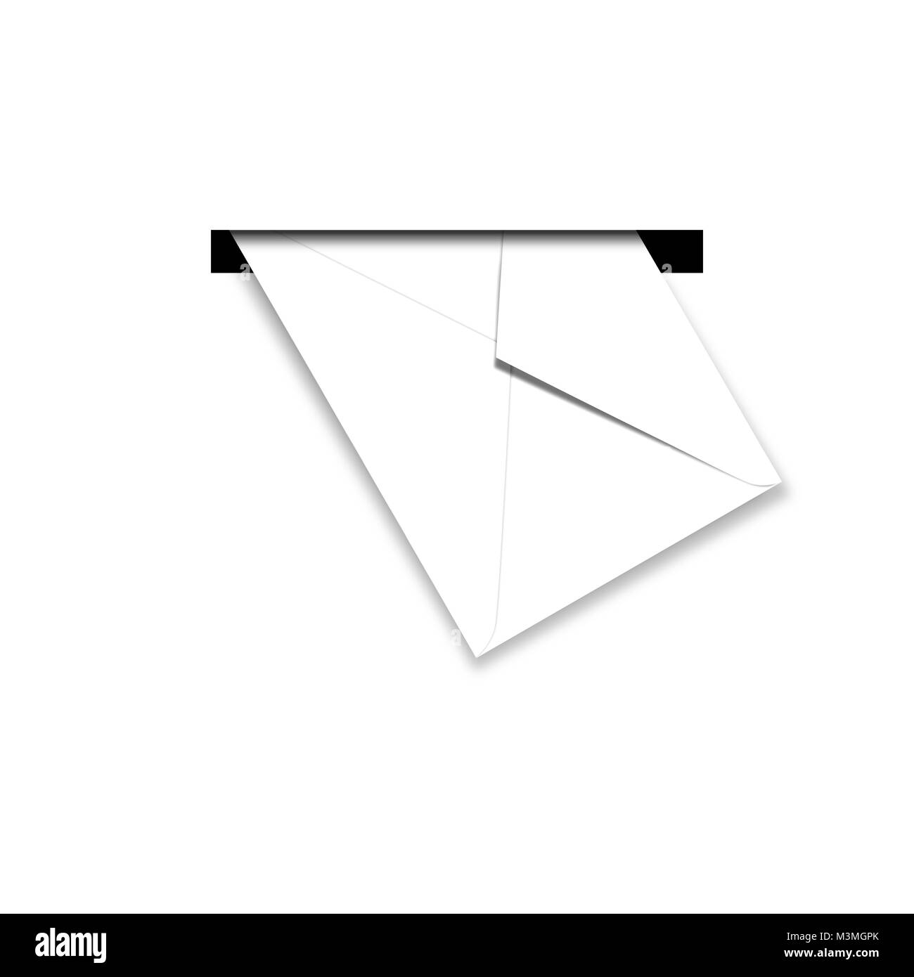 Imballaggio e affrancatura service - Busta in mailbox su uno sfondo bianco. Foto Stock